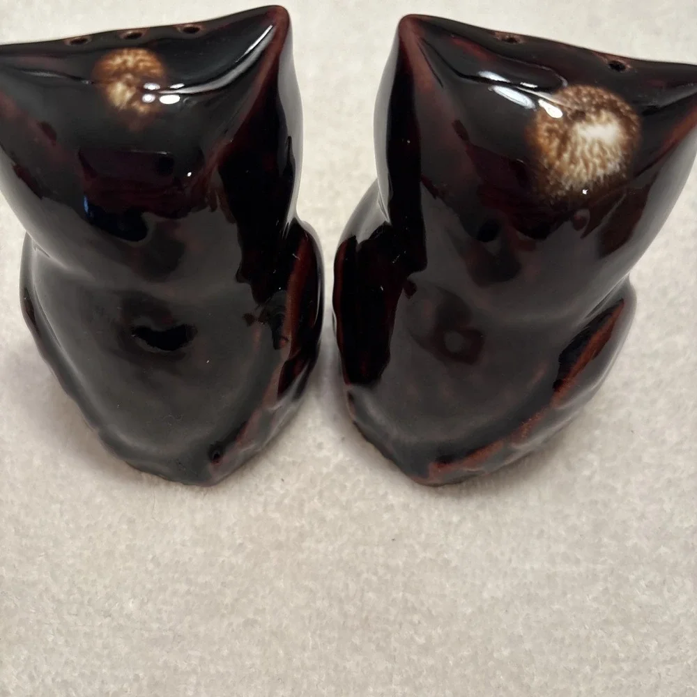 Vintage Owl Salt And Pepper Shakers Shaker Ceramic Brown